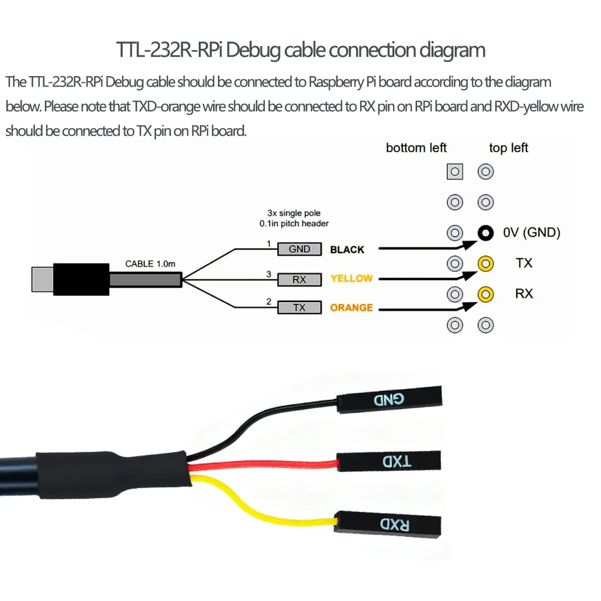 NITOMTYU 6 Feet USB to TTL-232R-RPI 3.3V Adapter Cable | FT232 USB to TTL Serial UART, 2 Pack - view 6