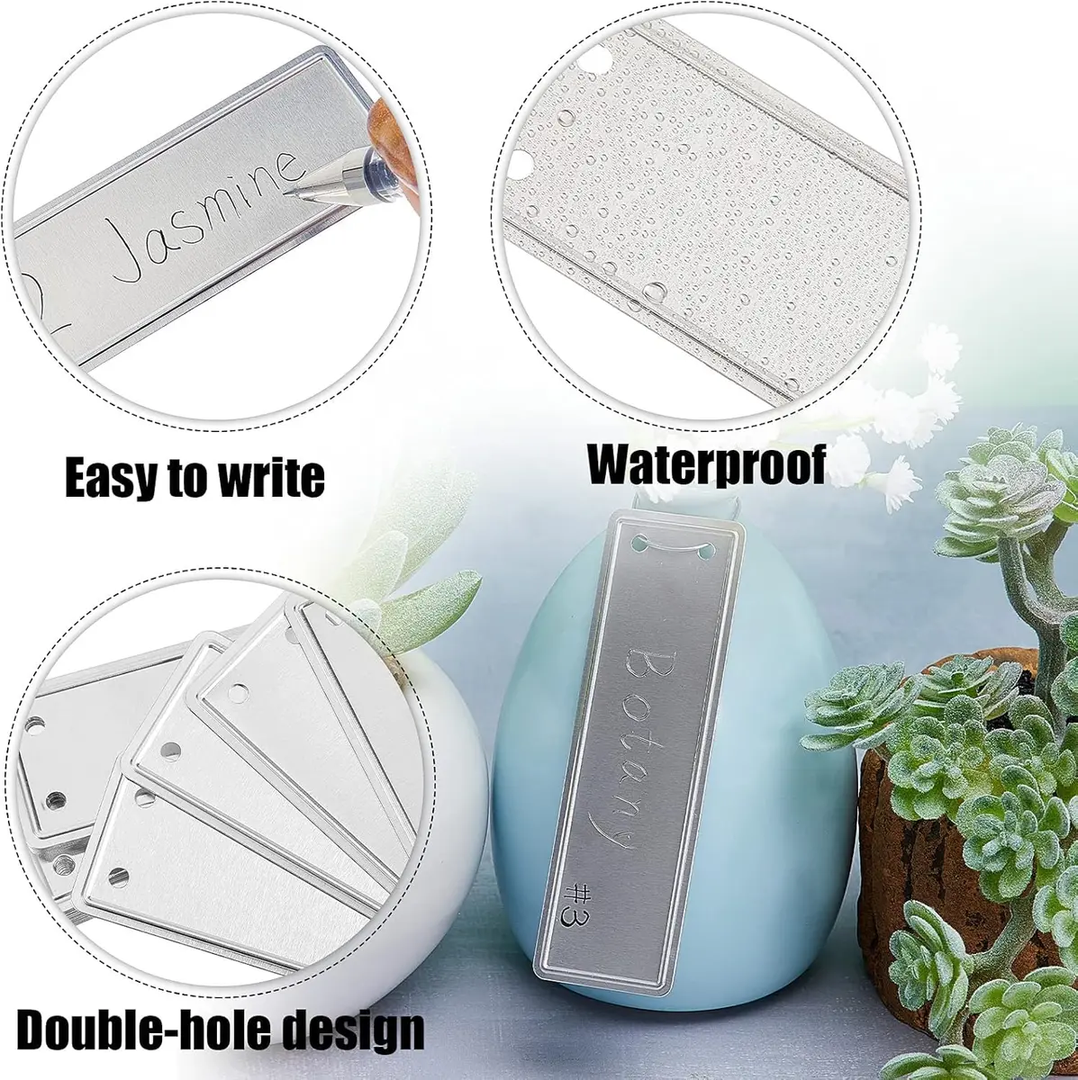 TINSKY Aluminum Plant Labels - 200PCS Metal Tags with Wires for Plant Markers, Tree Tags, Outdoor Identification, Greenhouse (Pack of 2) | Waterproof & Durable - view 4