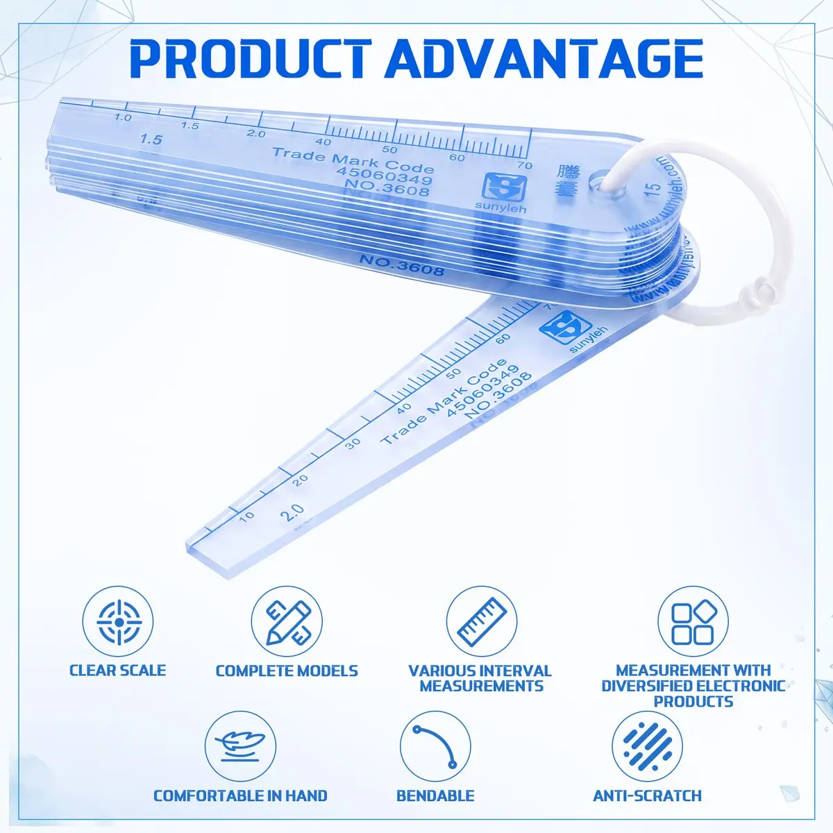 Trandraft Plastic Feeler Gauge Set 0.05mm-2.0mm Metric 20 Leaves | Precision Measuring Tool for Gaps and Slots - view 2