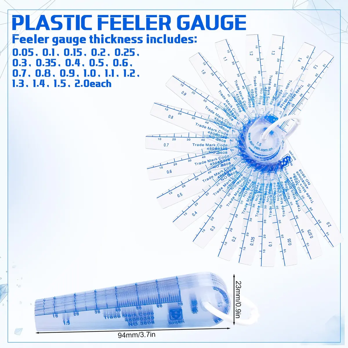 Trandraft Plastic Feeler Gauge Set 0.05mm-2.0mm Metric 20 Leaves | Precision Measuring Tool for Gaps and Slots - view 3