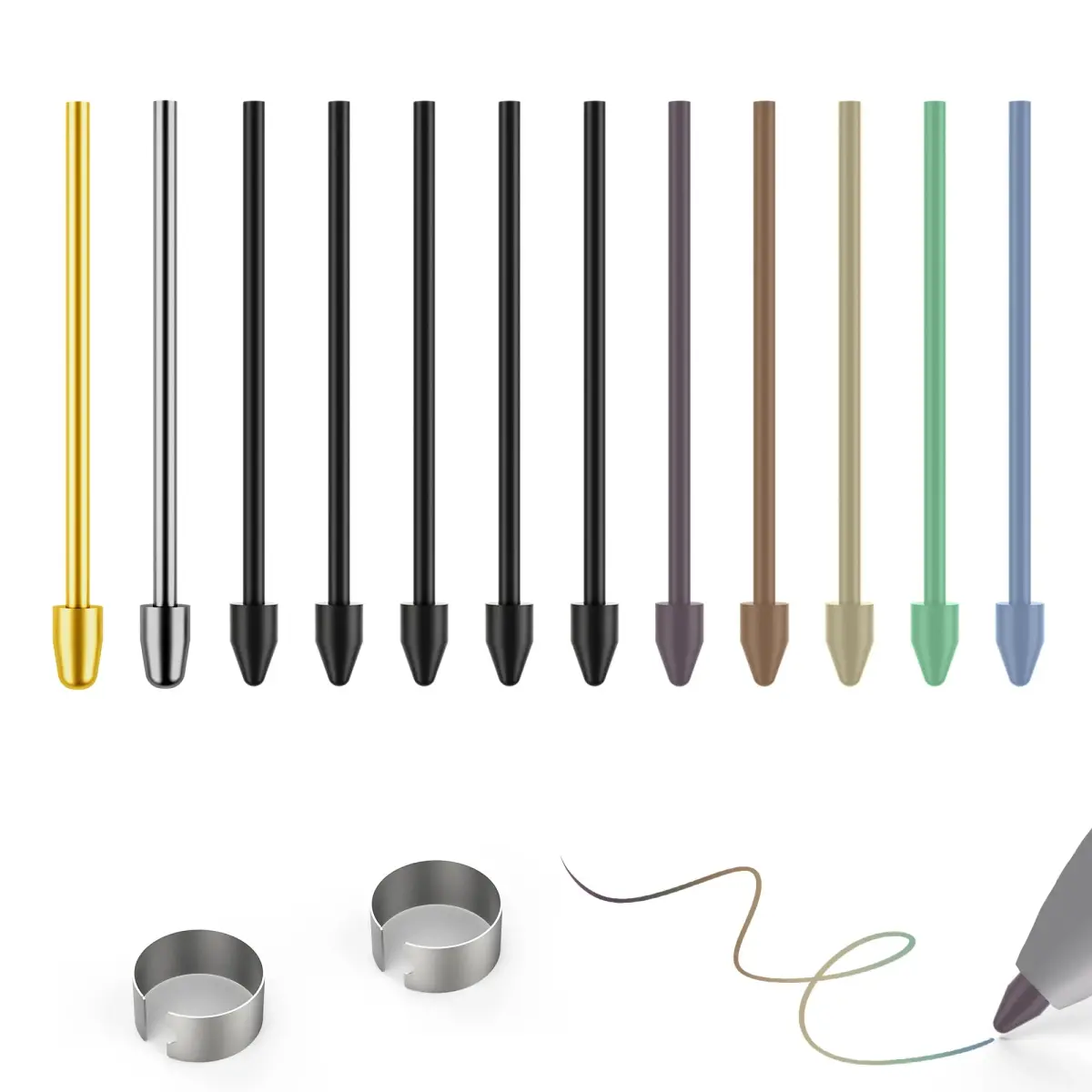 NWANTF Replacement Stylus Pen Nibs for Samsung Galaxy Tab S/Note Series, 20-Pack (10 Titanium/Copper + 10 Plastic) | Compatible with S10/S9/S8/S7/S6, S26/S25/S24/S23/S22 Ultra S Pen - main product image