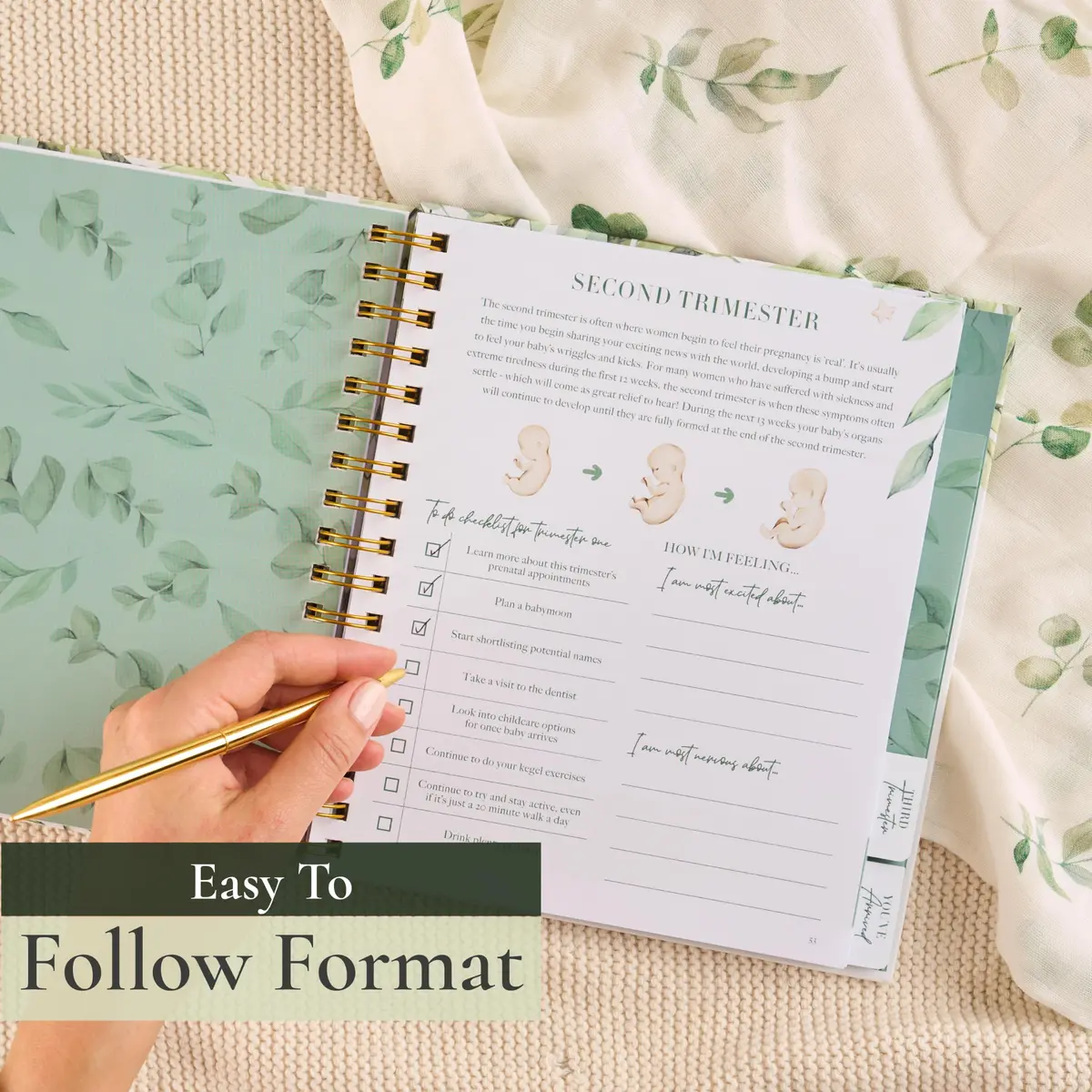 Bibi & Beau Keepsake Pregnancy Book & Journals - 250 Pages | Floral - Complete Milestone Journey - view 5