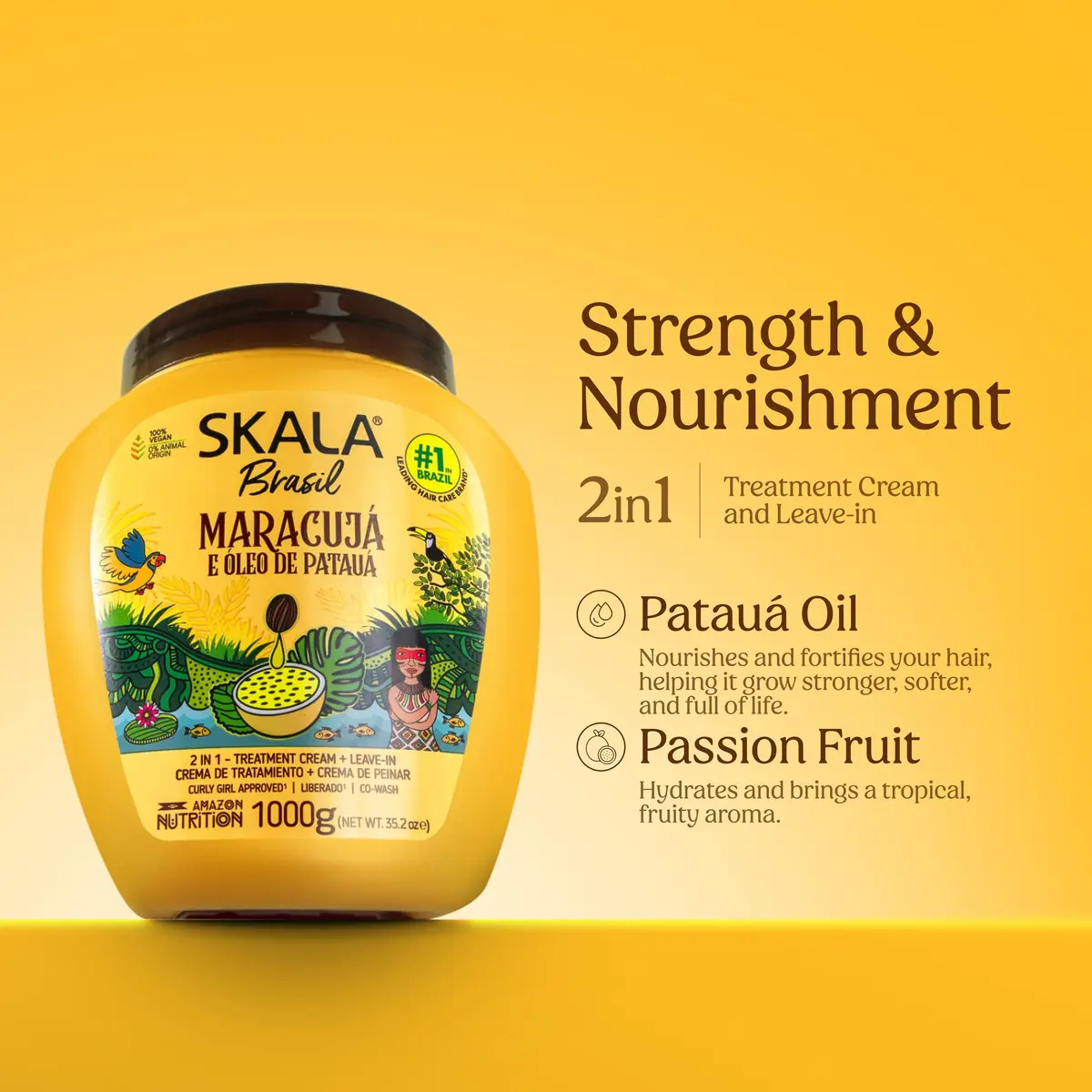 SKALA Maracujá & Óleo de Patauá 2 in 1 Treatment Cream & Leave In Conditioner 2000 ml (70.54 Fl Oz) | Vegan Hair Mask for Strength & Nutrition - view 2