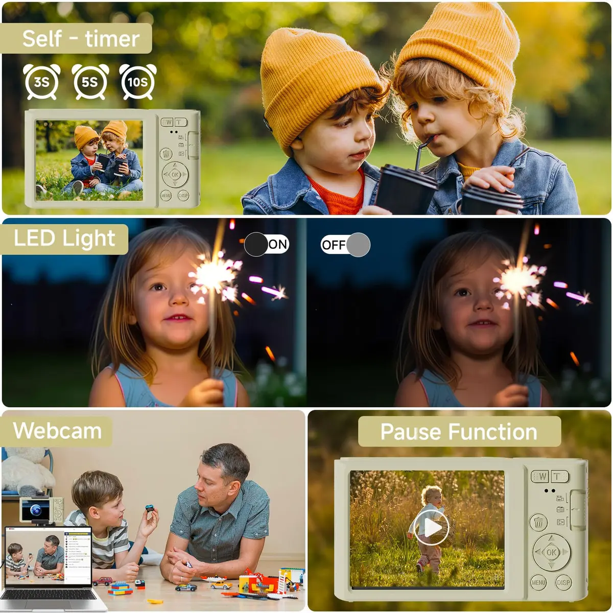 SMARTKLIK Digital Camera for Teens, 4K 44MP FHD 16x Zoom Point Shoot Camera with 64GB Card | 220V Compatible - view 8