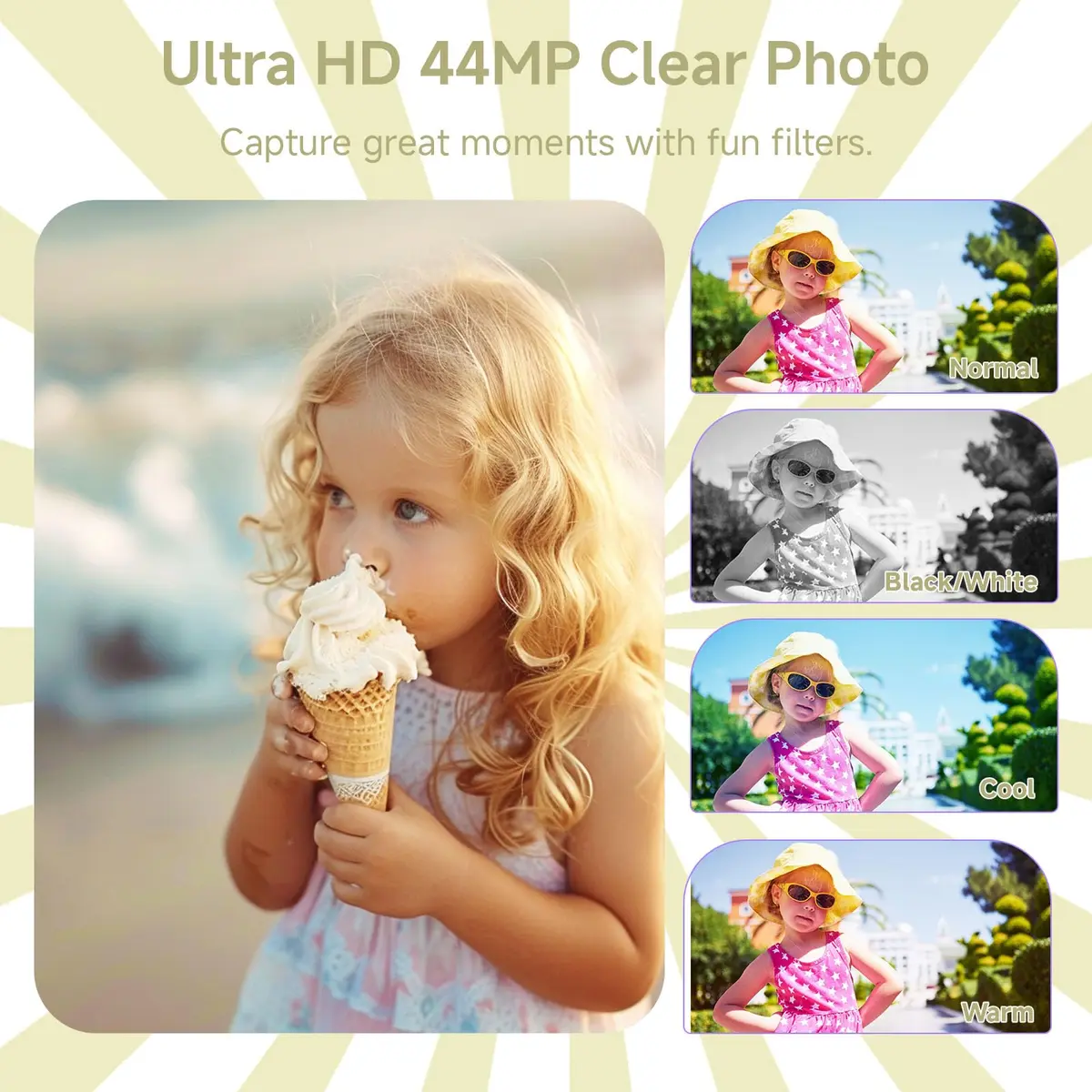 SMARTKLIK Digital Camera for Teens, 4K 44MP FHD 16x Zoom Point Shoot Camera with 64GB Card | 220V Compatible - view 3
