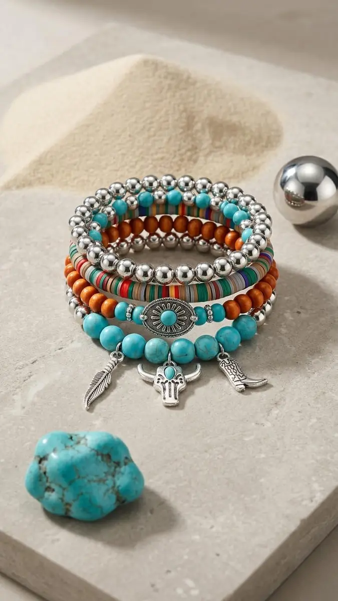 JYSO Mystery Jewelry Jar Bundle – 45+ Piece Turquoise Boho Western Jewelry Set for Women | 11.9"x2.87"x5.98" (30.2cm x 7.3cm x 15.2cm) - view 7