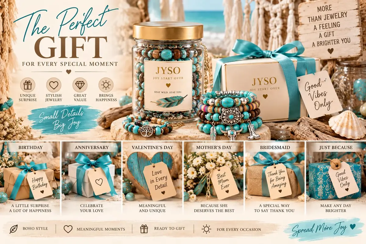 JYSO Mystery Jewelry Jar Bundle – 45+ Piece Turquoise Boho Western Jewelry Set for Women | 11.9"x2.87"x5.98" (30.2cm x 7.3cm x 15.2cm) - view 4
