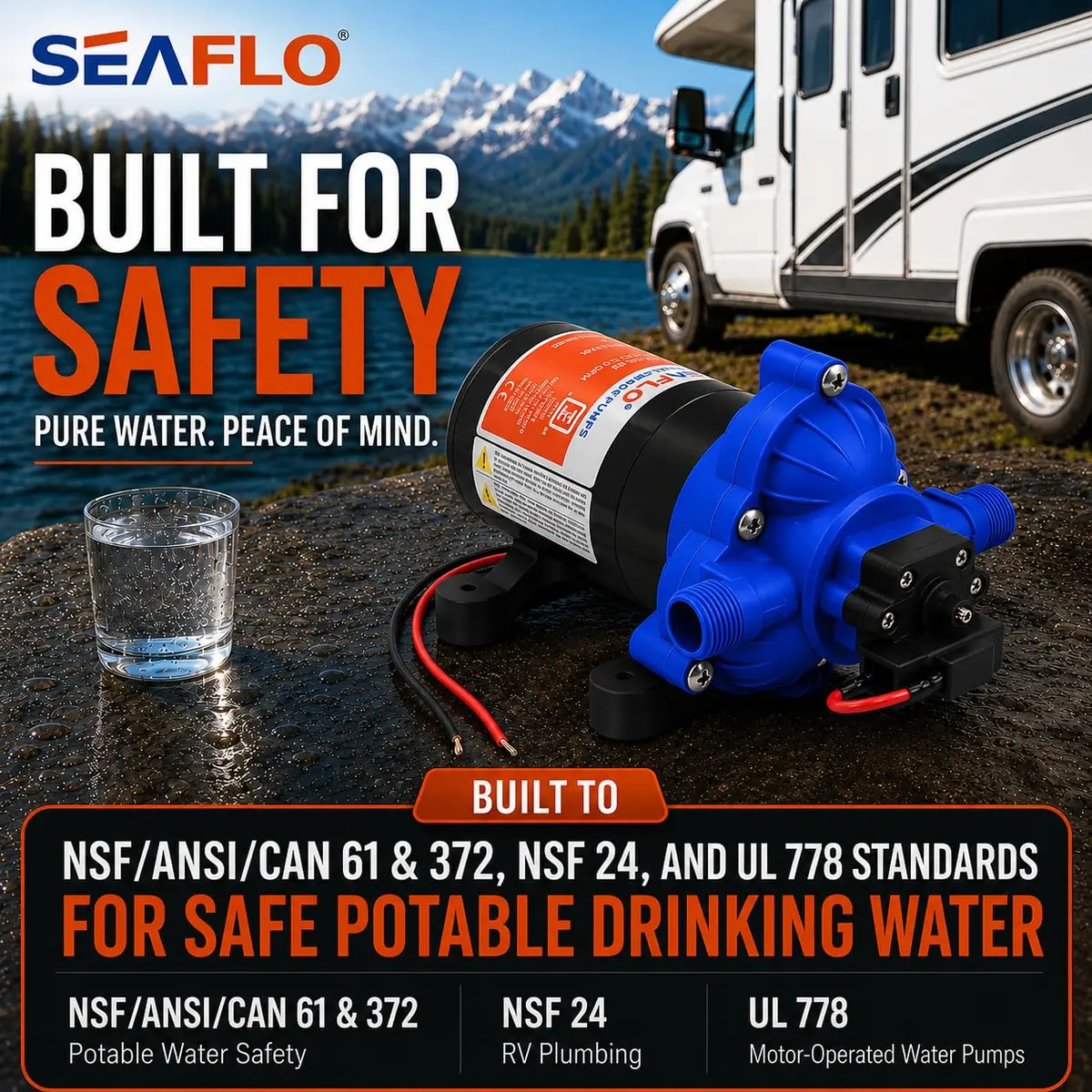 SEAFLO Water Pressure Pump 12V | 3 GPM | 45 PSI | Blue Housing | Versatile Marine & RV Pump - view 6