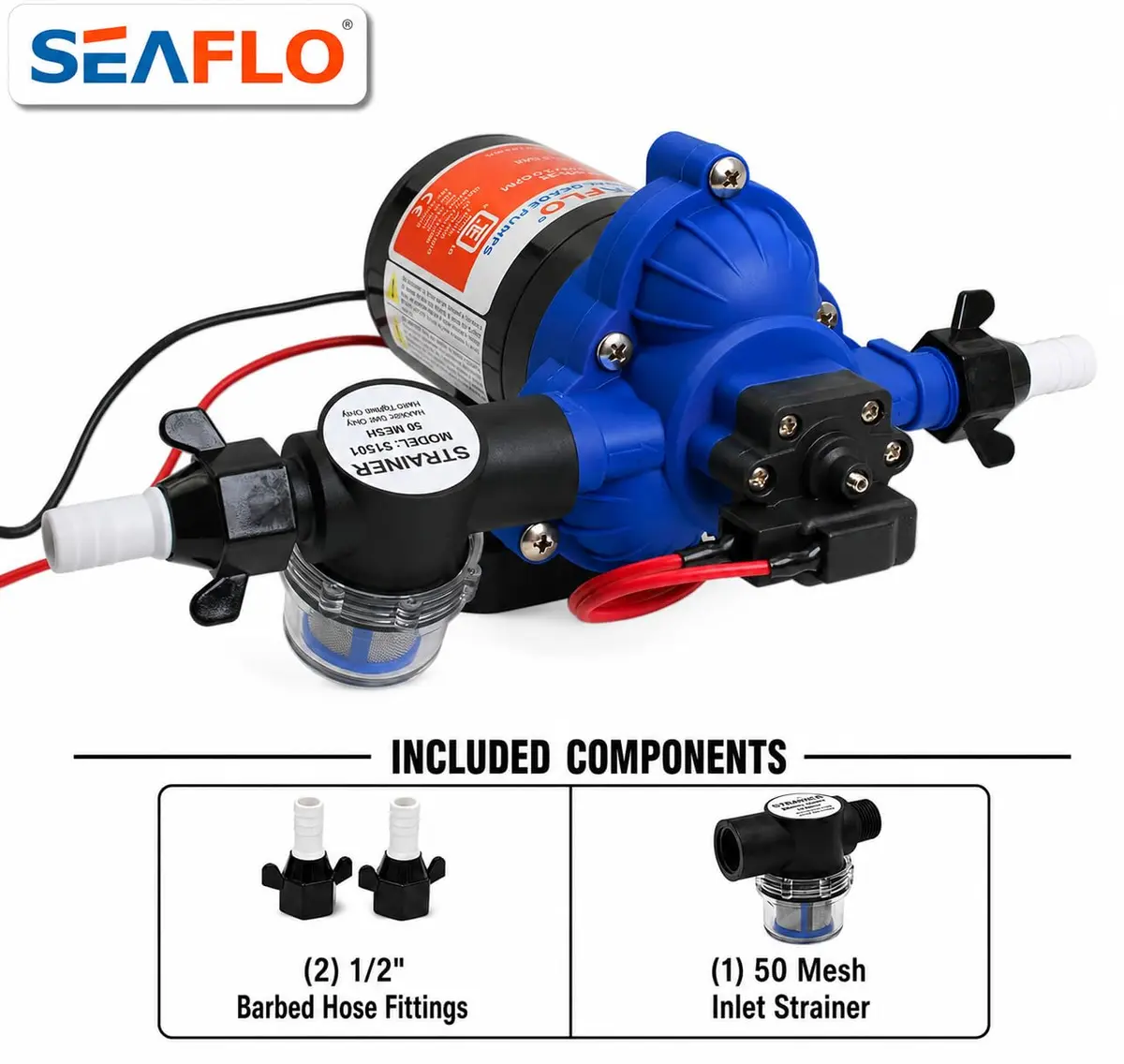 SEAFLO Water Pressure Pump 12V | 3 GPM | 45 PSI | Blue Housing | Versatile Marine & RV Pump - view 3