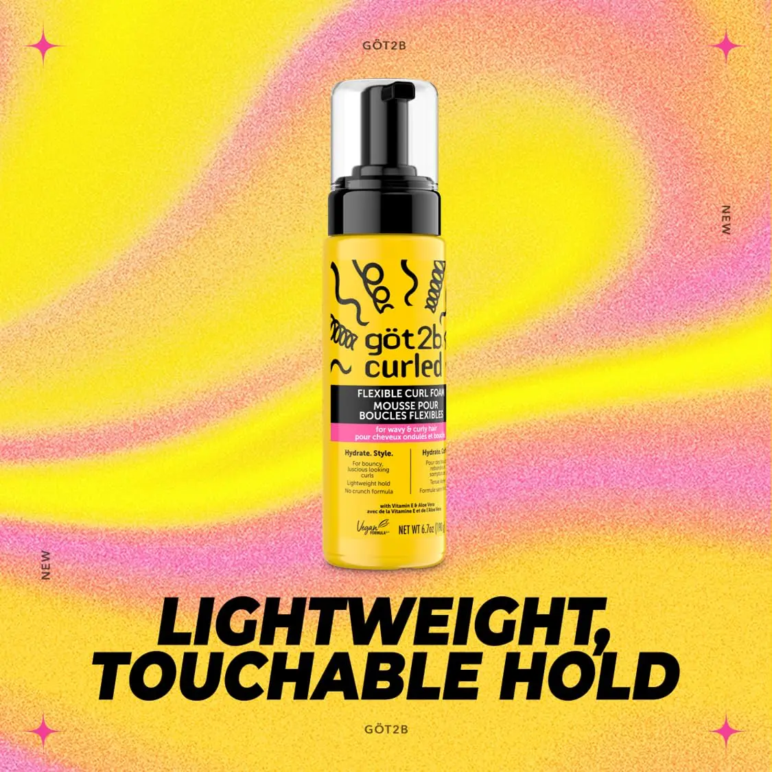 Got2B Curled Flexible Curl Foam Mousse for Wavy & Curly Hair, 1212 ml (40.2 Fl Oz) Pack of 6 | Humidity Resistant - view 4