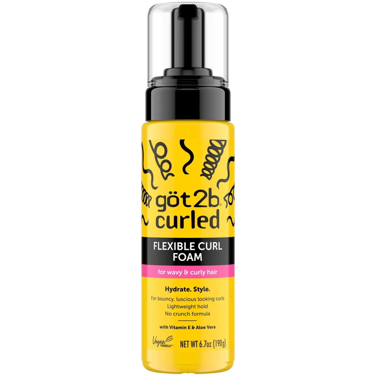 Got2B Curled Flexible Curl Foam Mousse for Wavy & Curly Hair, 1212 ml (40.2 Fl Oz) Pack of 6 | Humidity Resistant - main product image
