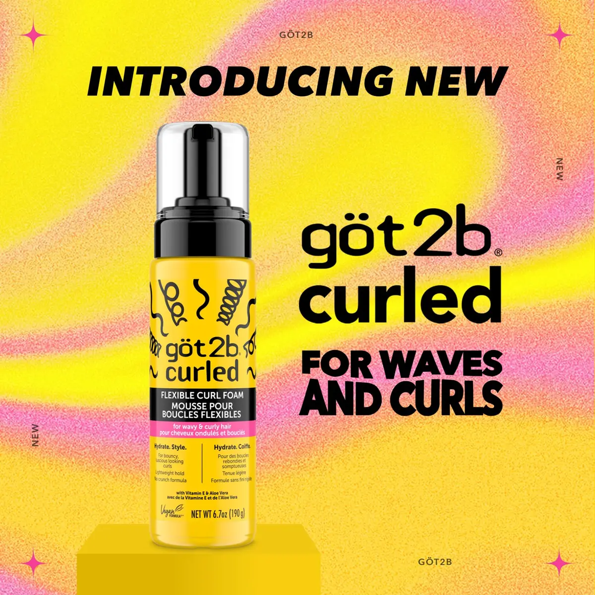 Got2B Curled Flexible Curl Foam Mousse for Wavy & Curly Hair, 1212 ml (40.2 Fl Oz) Pack of 6 | Humidity Resistant - view 2
