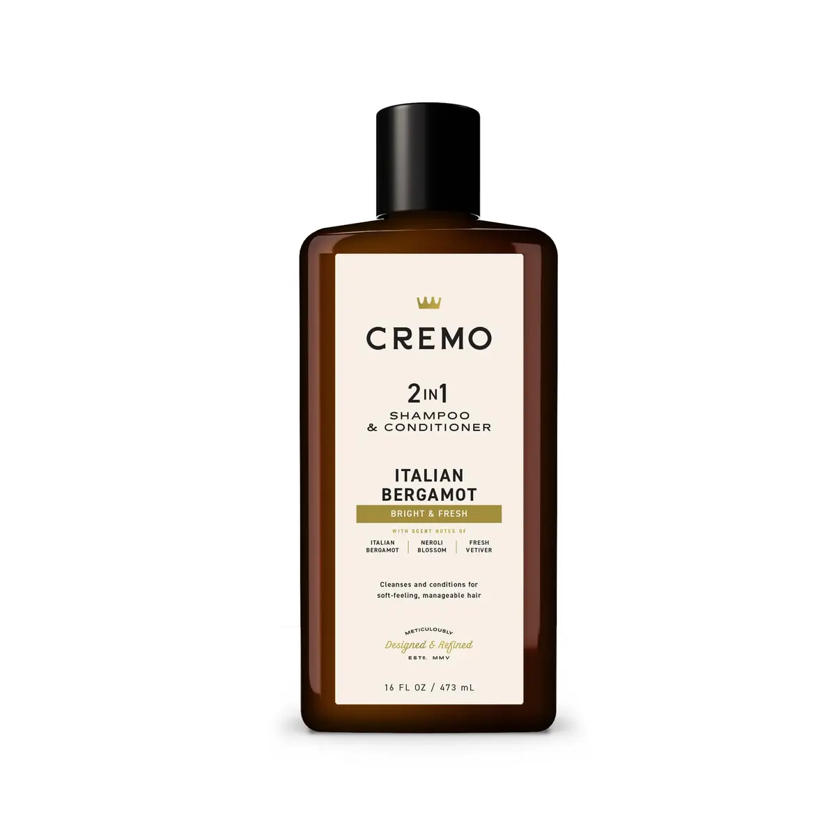 Cremo Italian Bergamot 2-in-1 Shampoo & Conditioner for Men, 473ml (16 Fl Oz) Pack of 12 | Invigorating Scent for All Hair Types - main product image