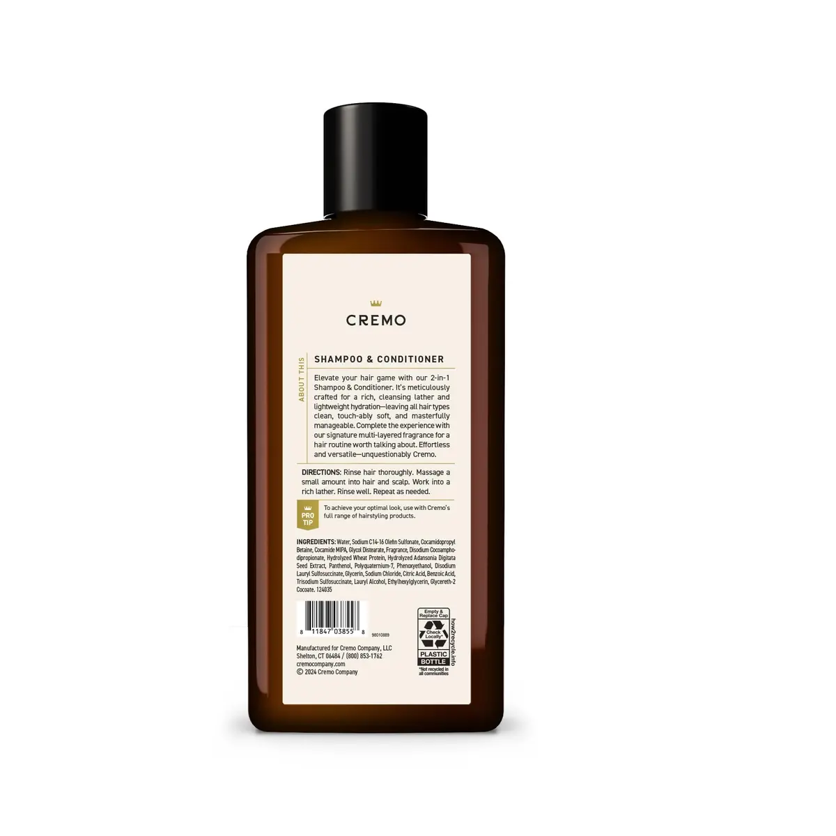 Cremo Italian Bergamot 2-in-1 Shampoo & Conditioner for Men, 473ml (16 Fl Oz) Pack of 12 | Invigorating Scent for All Hair Types - view 4