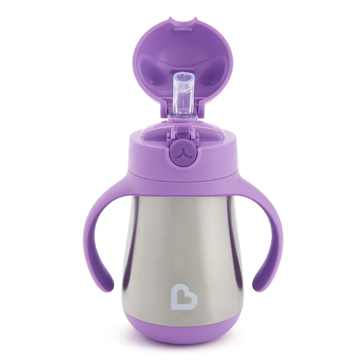 Munchkin Cool Cat Sippy Cup with Straw for Toddlers, Stainless Steel Straw Cup, Purple, 237ml (8 oz) Pack of 12 | Insulated & Spill-Proof - view 5