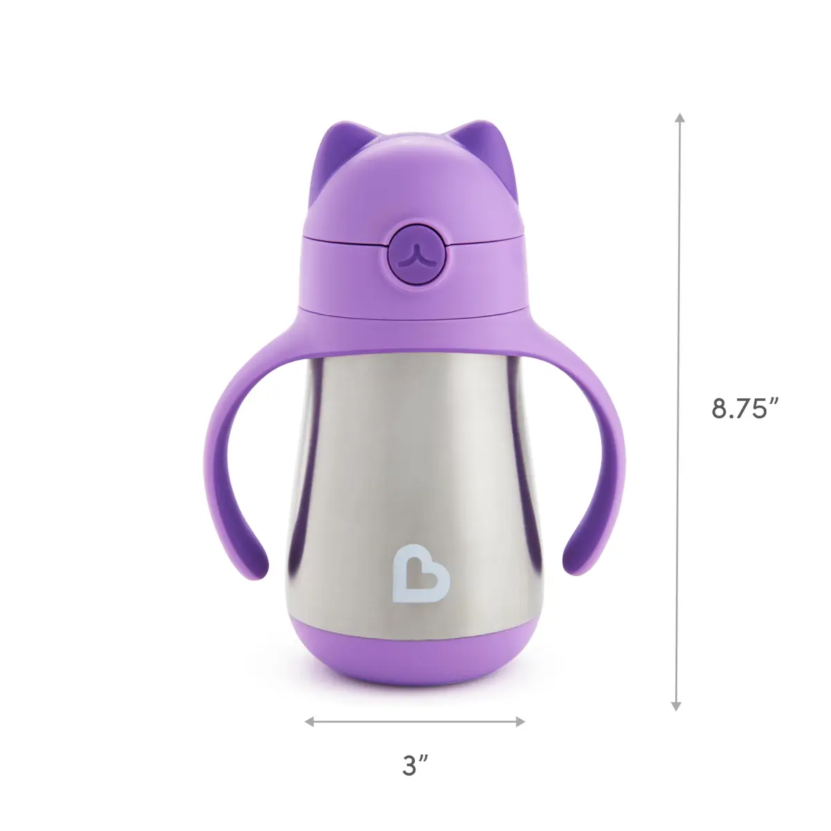 Munchkin Cool Cat Sippy Cup with Straw for Toddlers, Stainless Steel Straw Cup, Purple, 237ml (8 oz) Pack of 12 | Insulated & Spill-Proof - view 6
