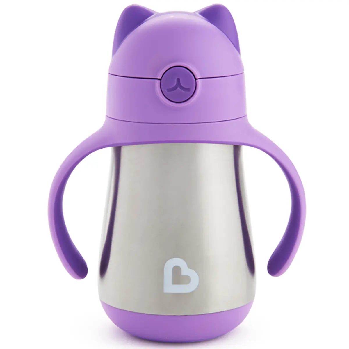 Munchkin Cool Cat Sippy Cup with Straw for Toddlers, Stainless Steel Straw Cup, Purple, 237ml (8 oz) Pack of 12 | Insulated & Spill-Proof - main product image