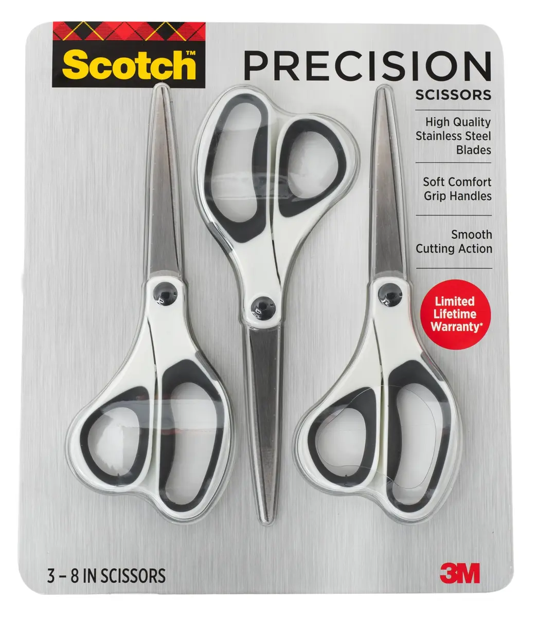 Scotch 8" Precision Scissors, 20.32 cm (8 Inch) Blade, Titanium-Fused Stainless Steel, Ambidextrous Soft Grip, Pack of 36 | Ultra Edge Craft & Fabric Shears - main product image
