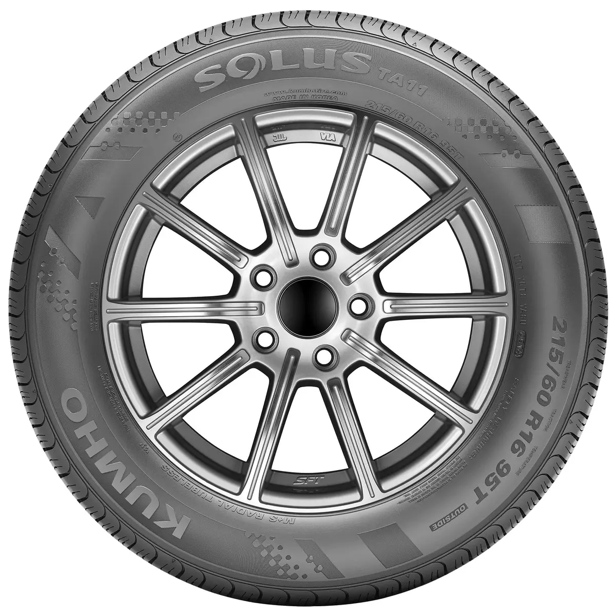 Kumho Solus TA11 205/55R16 91V Passenger Tire | Asymmetrical All-Season Performance - view 2