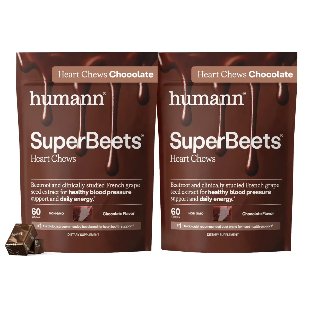 HumanN SuperBeets Heart Chews Chocolate Flavor 120 Count | Nitric Oxide Support - main product image