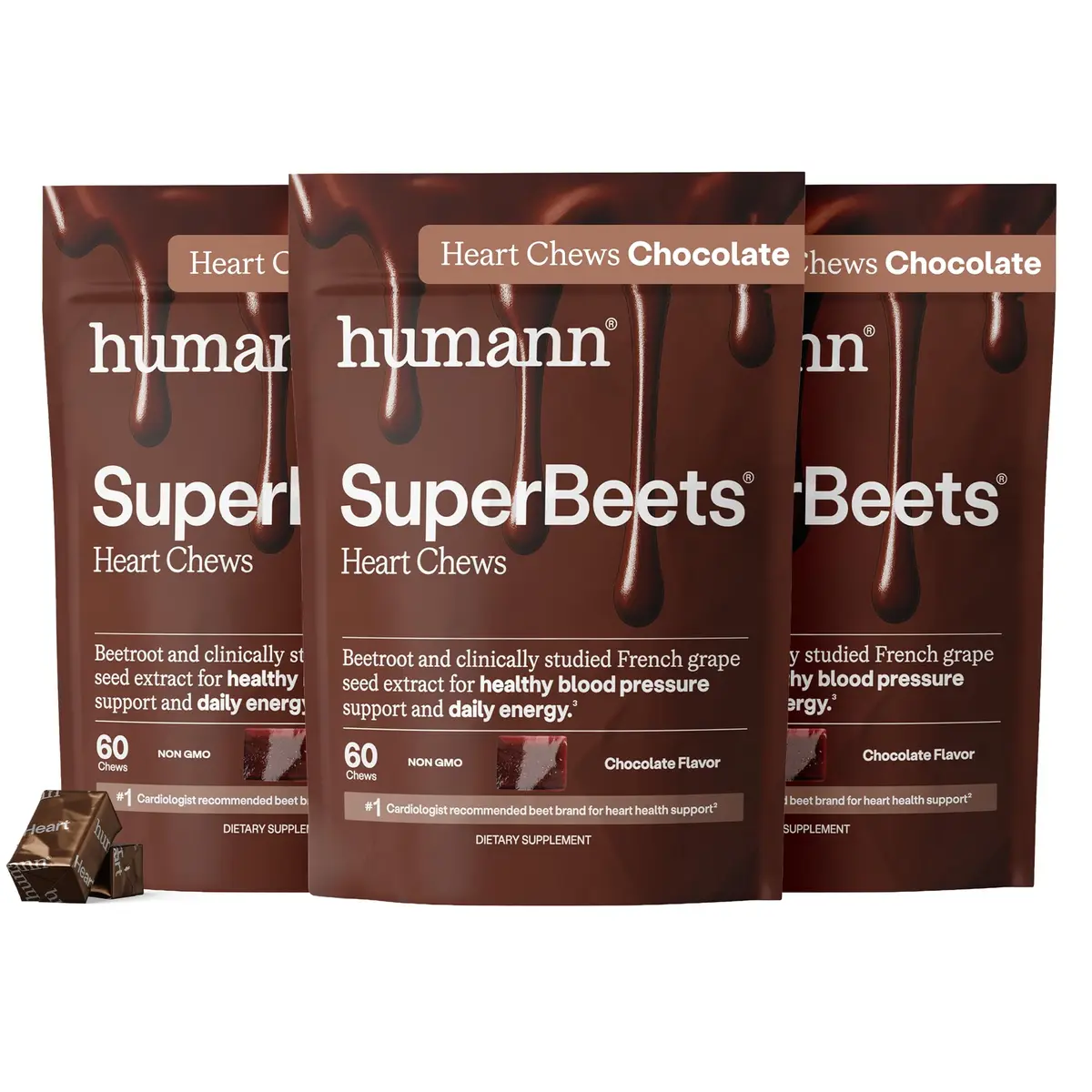 HumanN SuperBeets Heart Chews Chocolate Flavor 180 Count | Nitric Oxide & Blood Pressure Support - main product image