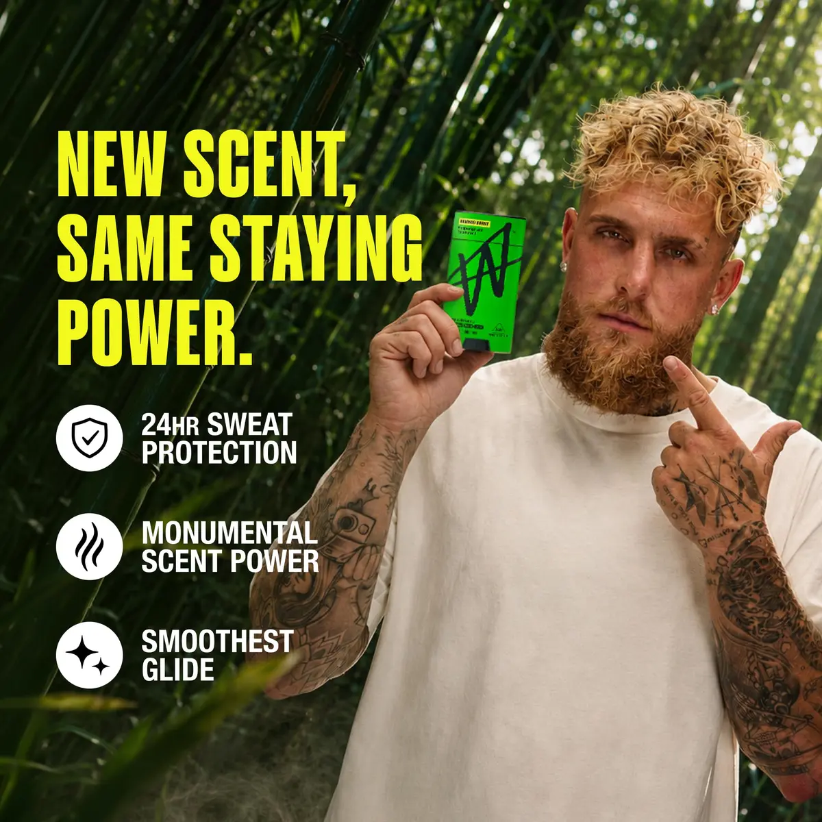 W by Jake Paul Men's Antiperspirant 2.6 oz | 24 Hour Sweat & Odor Protection, Vitamin-Infused Formula, Bamboo Burst Scent - view 2