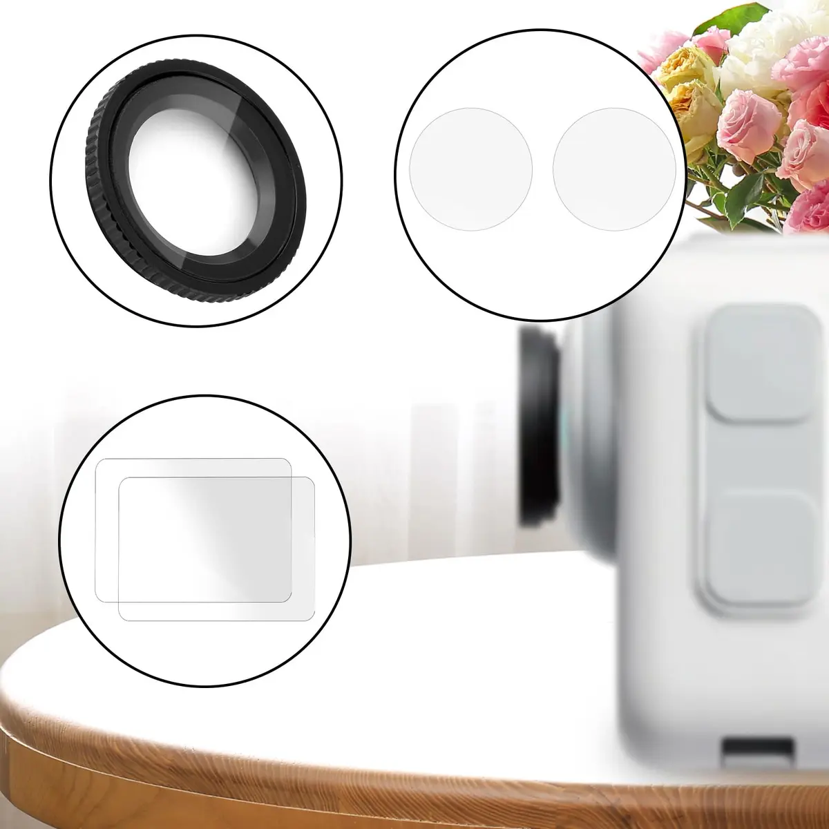 Gosknor Lens Guard Cap with 2 Lens & 2 Screen Protectors for Insta360 GO 3S | 9H Hardness Glass Kit - view 3