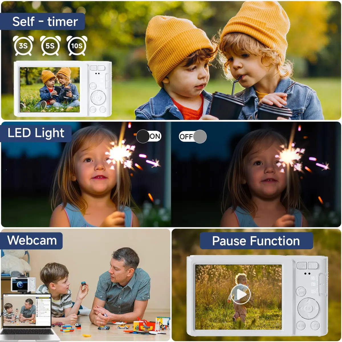 SMARTKLIK Digital Camera for Teens 44MP 4K FHD 16x Zoom 64GB Card | Beginner-Friendly Compact Camera - view 8