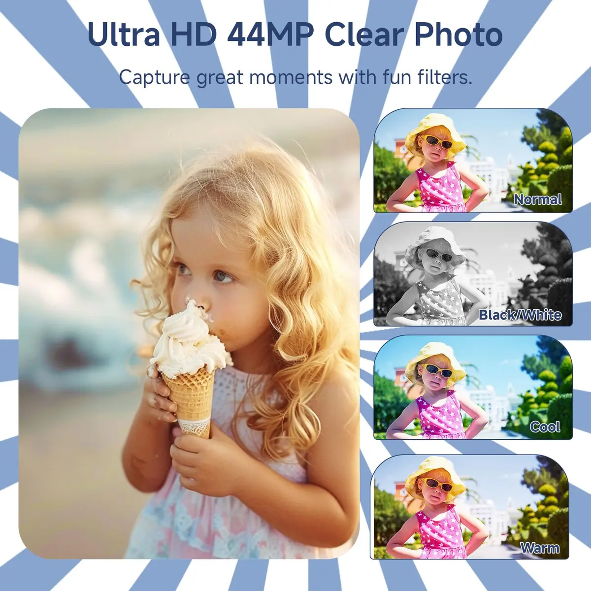 SMARTKLIK Digital Camera for Teens 44MP 4K FHD 16x Zoom 64GB Card | Beginner-Friendly Compact Camera - view 3