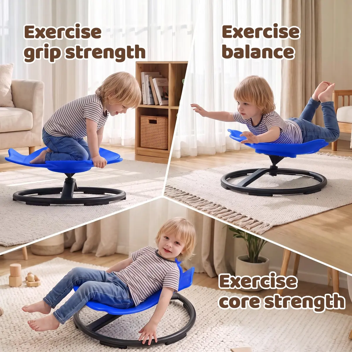GAKINUNE Autism Sensory Swivel Chair for Kids, Dark Blue | 360° Spin & Balance Support (70-120 chars) - view 3