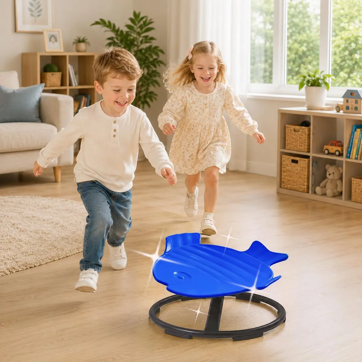 GAKINUNE Autism Sensory Swivel Chair for Kids, Dark Blue | 360° Spin & Balance Support (70-120 chars) - view 4