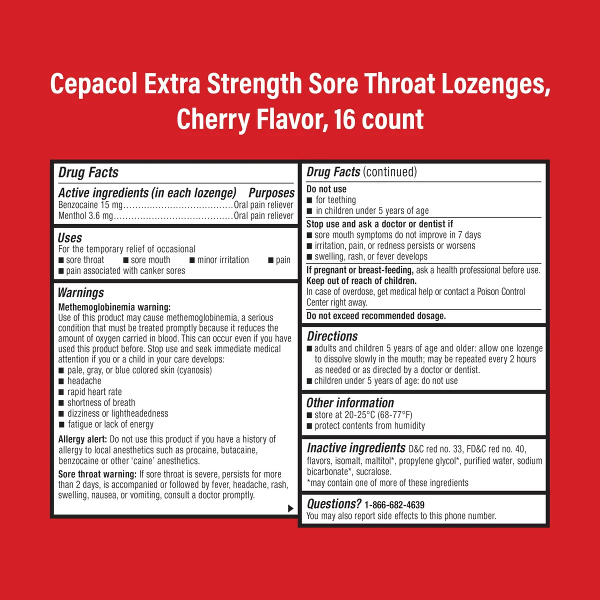 Cepacol Extra Strength Sore Throat Lozenges, Cherry 16ct (Pack of 2) | Fast-Relief Oral Pain & Cough Suppressant - view 5