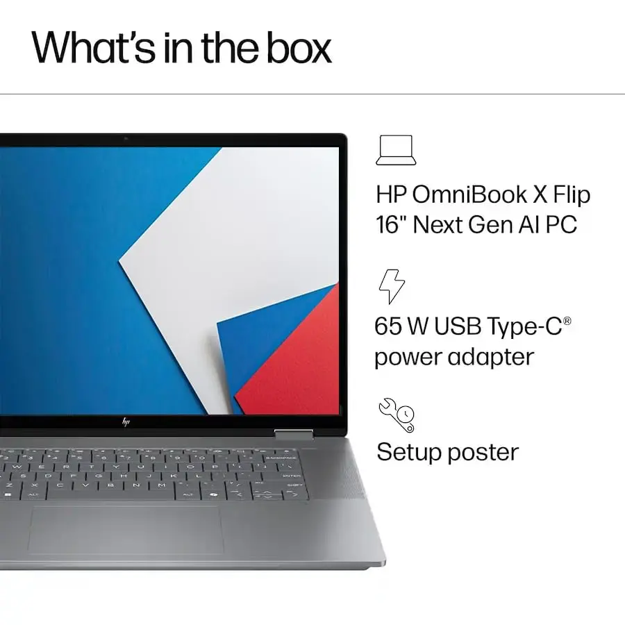HP OmniBook X Flip 16 2-in-1 Laptop 16" WUXGA IPS Touchscreen | AMD Ryzen 5 220, 8GB RAM, 256GB SSD - view 8