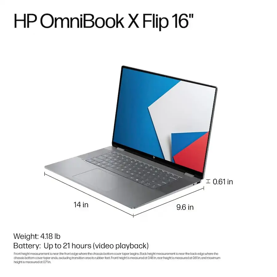 HP OmniBook X Flip 16 2-in-1 Laptop 16" WUXGA IPS Touchscreen | AMD Ryzen 5 220, 8GB RAM, 256GB SSD - view 13