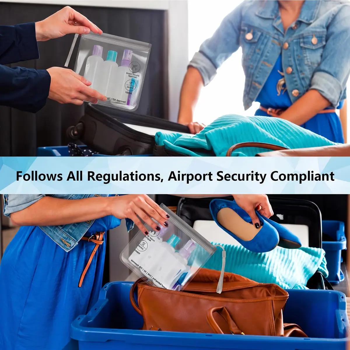 SLIJAR 4Pcs Clear TSA Approved Security Toiletry Bag Quart Size (Grey) | Leakproof & Leakproof - view 5
