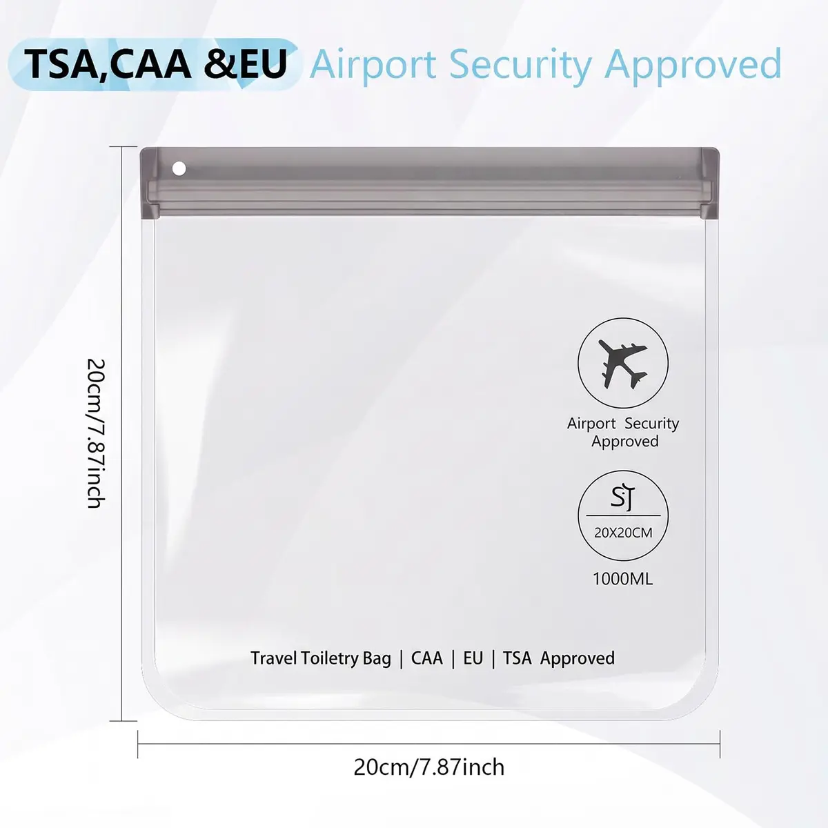 SLIJAR 4Pcs Clear TSA Approved Security Toiletry Bag Quart Size (Grey) | Leakproof & Leakproof - view 2