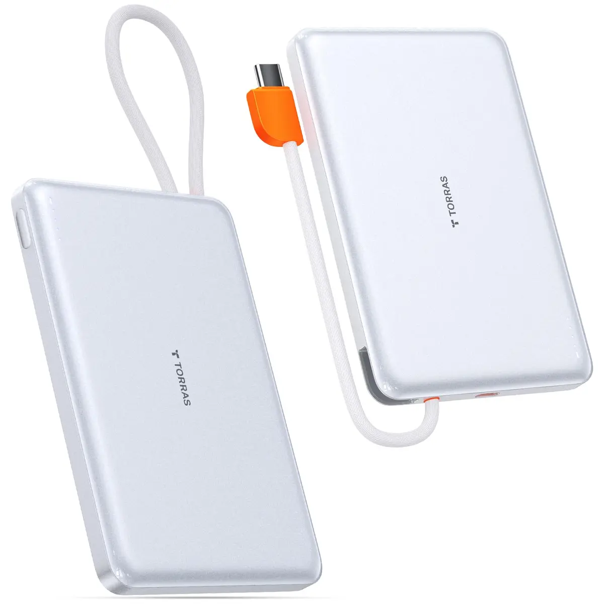 TORRAS 10000mAh Power Bank with Built-in USB-C Cable | Slim, Fast Charging, Durable Design - main product image