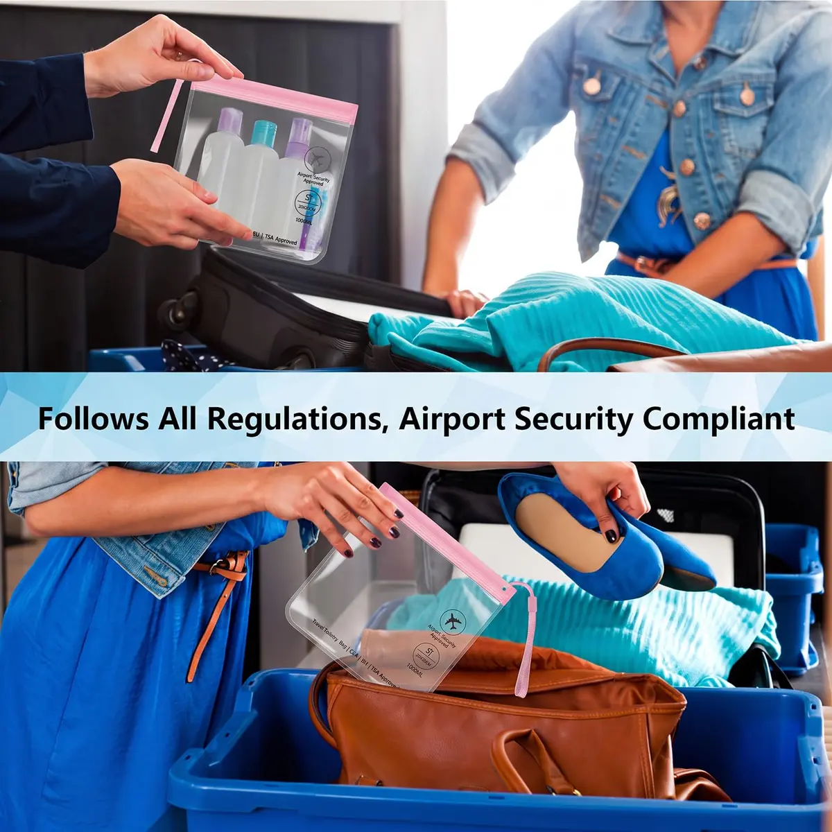SLIJAR 4Pcs Clear TSA Approved Security Toiletry Bag Quart Size | Leakproof & Waterproof - view 5