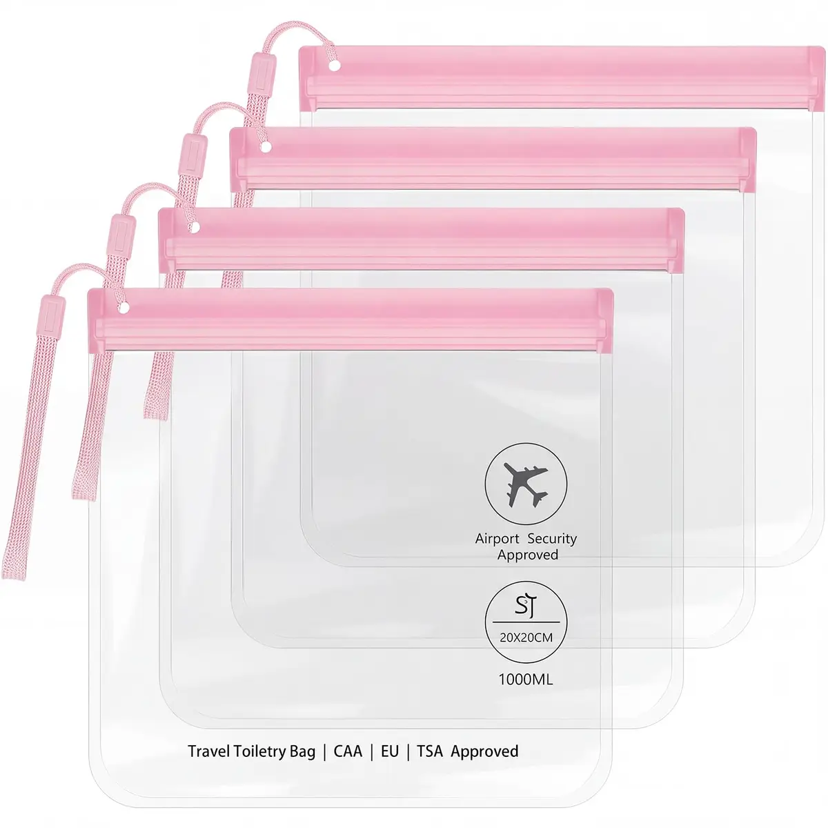 SLIJAR 4Pcs Clear TSA Approved Security Toiletry Bag Quart Size | Leakproof & Waterproof - main product image