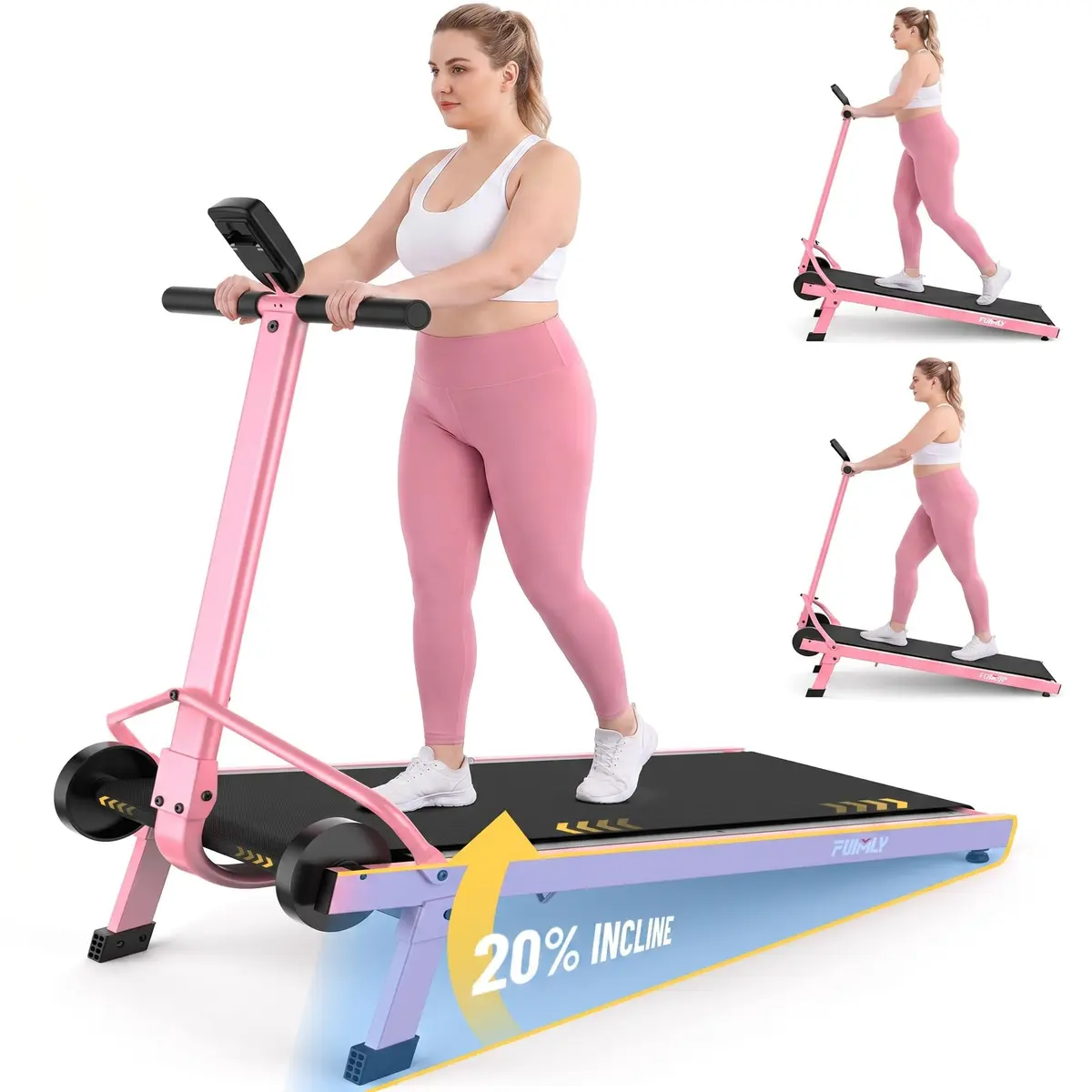 FUNMILY Manual Treadmill 20% Incline | Heavy Duty 500LBS Capacity, Compact & Foldable for Home & Outdoor Use - main product image
