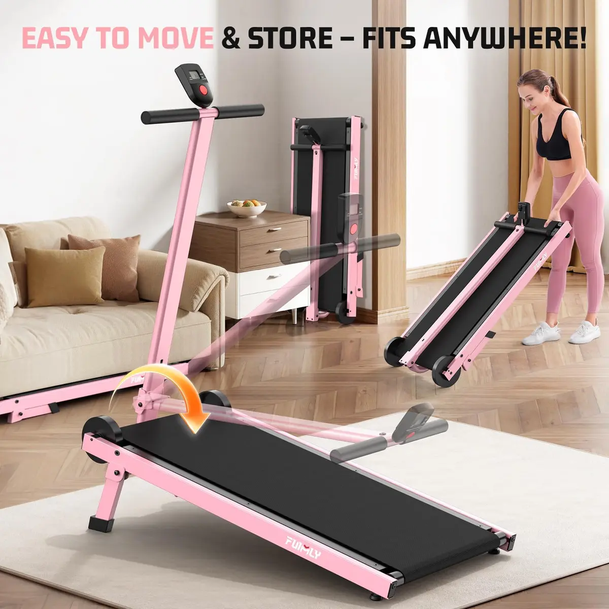 FUNMILY Manual Treadmill 20% Incline | Heavy Duty 500LBS Capacity, Compact & Foldable for Home & Outdoor Use - view 6