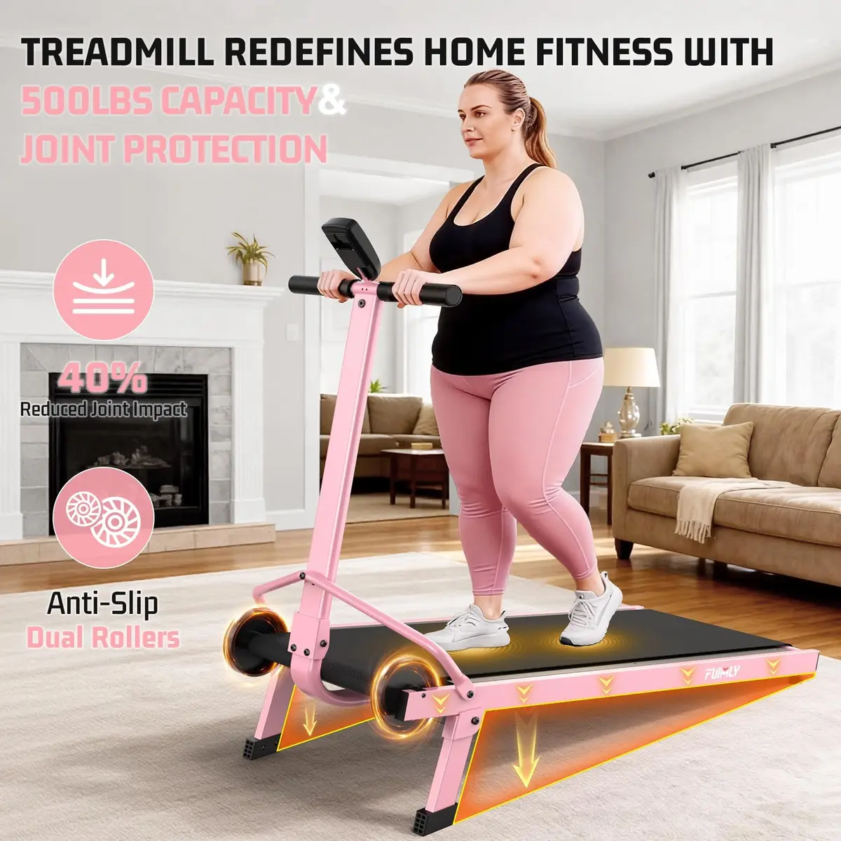 FUNMILY Manual Treadmill 20% Incline | Heavy Duty 500LBS Capacity, Compact & Foldable for Home & Outdoor Use - view 7
