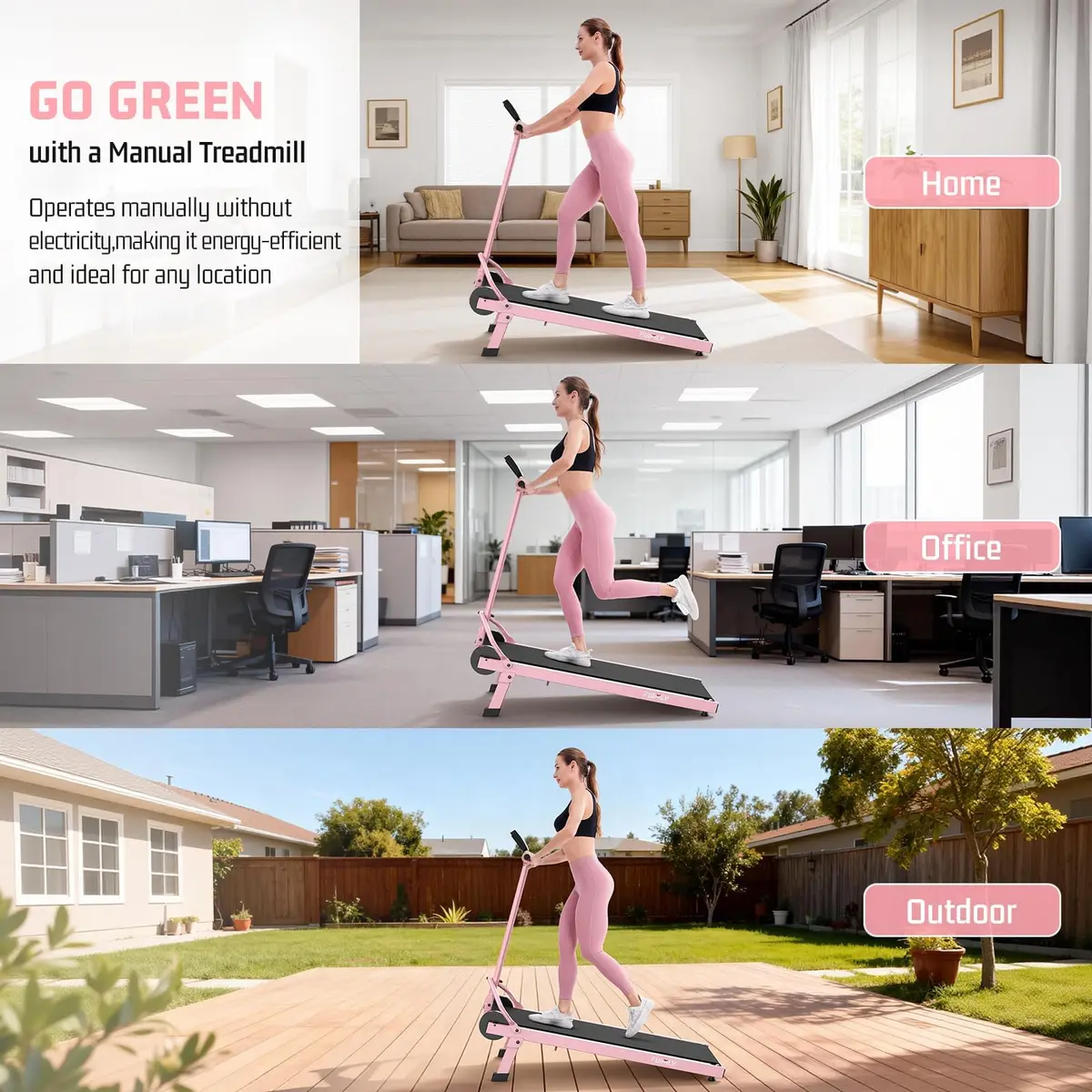 FUNMILY Manual Treadmill 20% Incline | Heavy Duty 500LBS Capacity, Compact & Foldable for Home & Outdoor Use - view 3