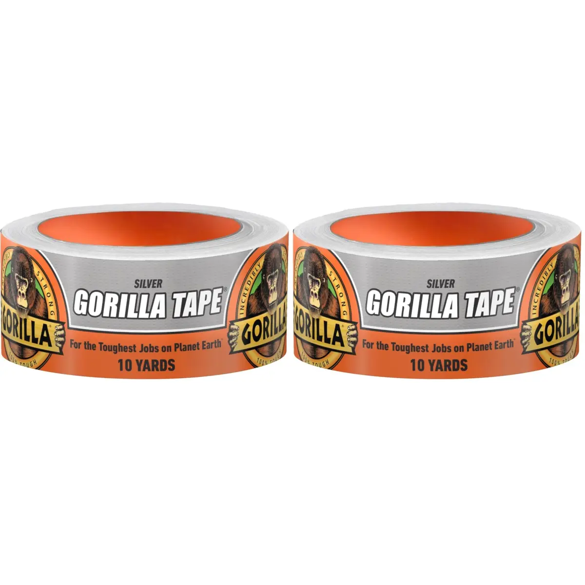 Gorilla Duct Tape Silver 1.88 in x 10 yd (Pack of 2) | Triple Layer Strength for Tough Jobs - main product image