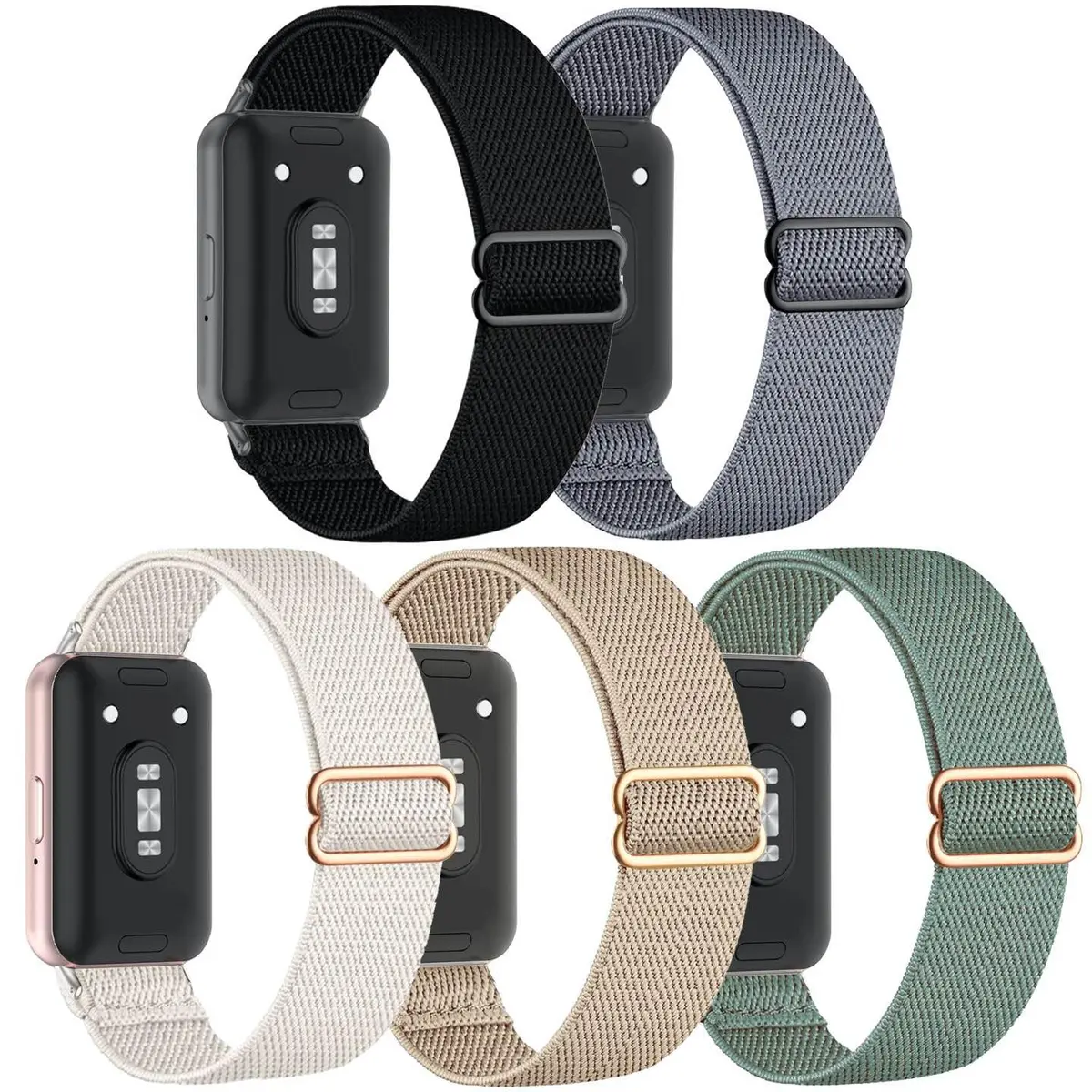 CUNUJIX 5 Pack Stretchy Watch Bands Compatible with Samsung Galaxy Fit 3 | Nylon Elastic Fabric Strap for Galaxy Fit 3 SM-R390 - main product image
