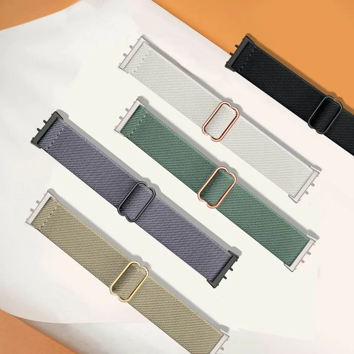 CUNUJIX 5 Pack Stretchy Watch Bands Compatible with Samsung Galaxy Fit 3 | Nylon Elastic Fabric Strap for Galaxy Fit 3 SM-R390 - view 2