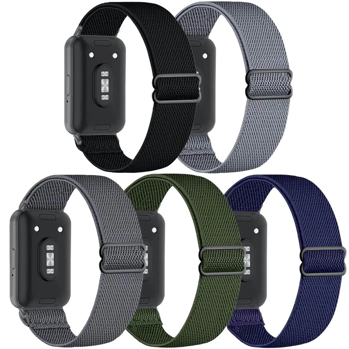 CUNUJIX 5 Pack Stretchy Watch Bands Compatible with Samsung Galaxy Fit 3 | Nylon Elastic Fabric Strap for Galaxy Fit 3 SM-R390 - main product image