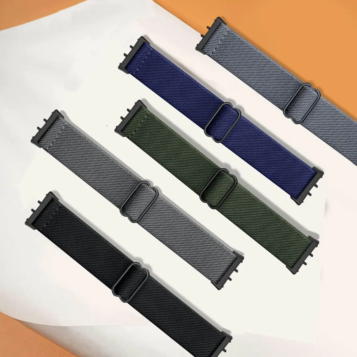 CUNUJIX 5 Pack Stretchy Watch Bands Compatible with Samsung Galaxy Fit 3 | Nylon Elastic Fabric Strap for Galaxy Fit 3 SM-R390 - view 2