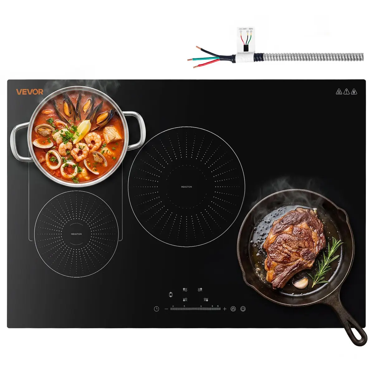VEVOR 30-inch 4-Burner Induction Cooktop 7500W 220V | Built-in Electric Stove with Touch Control & Timer - main product image