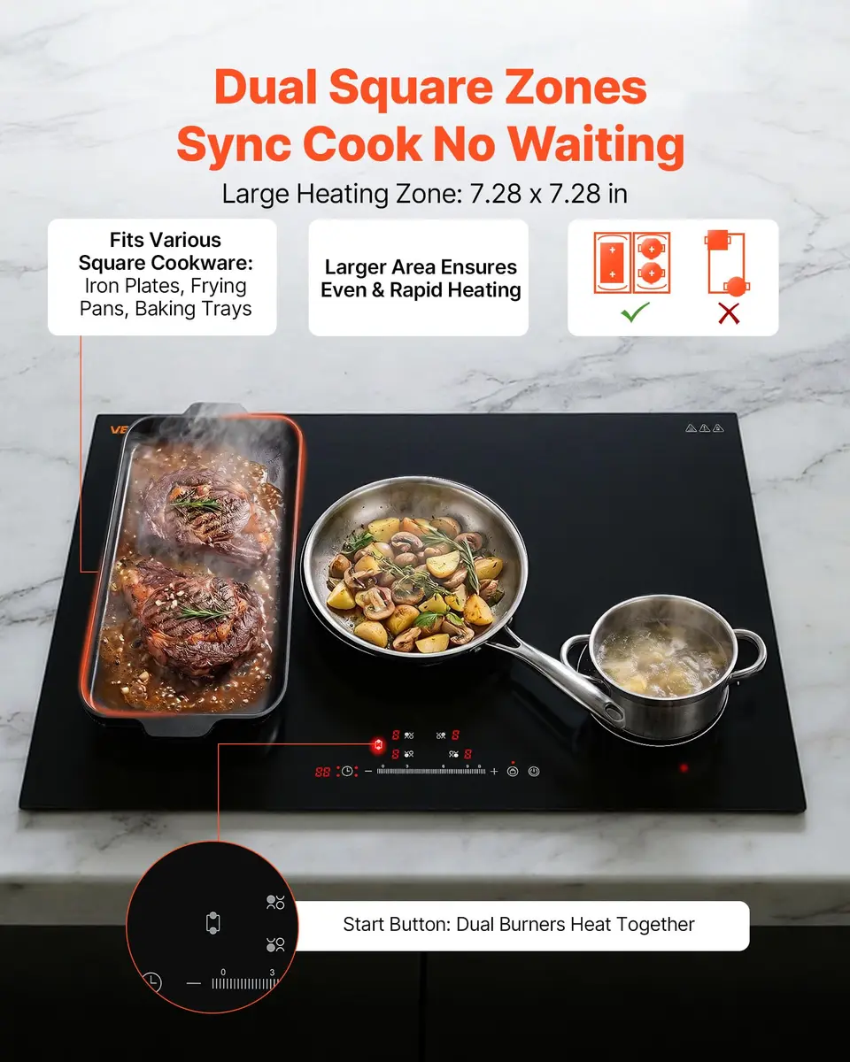 VEVOR 30-inch 4-Burner Induction Cooktop 7500W 220V | Built-in Electric Stove with Touch Control & Timer - view 7